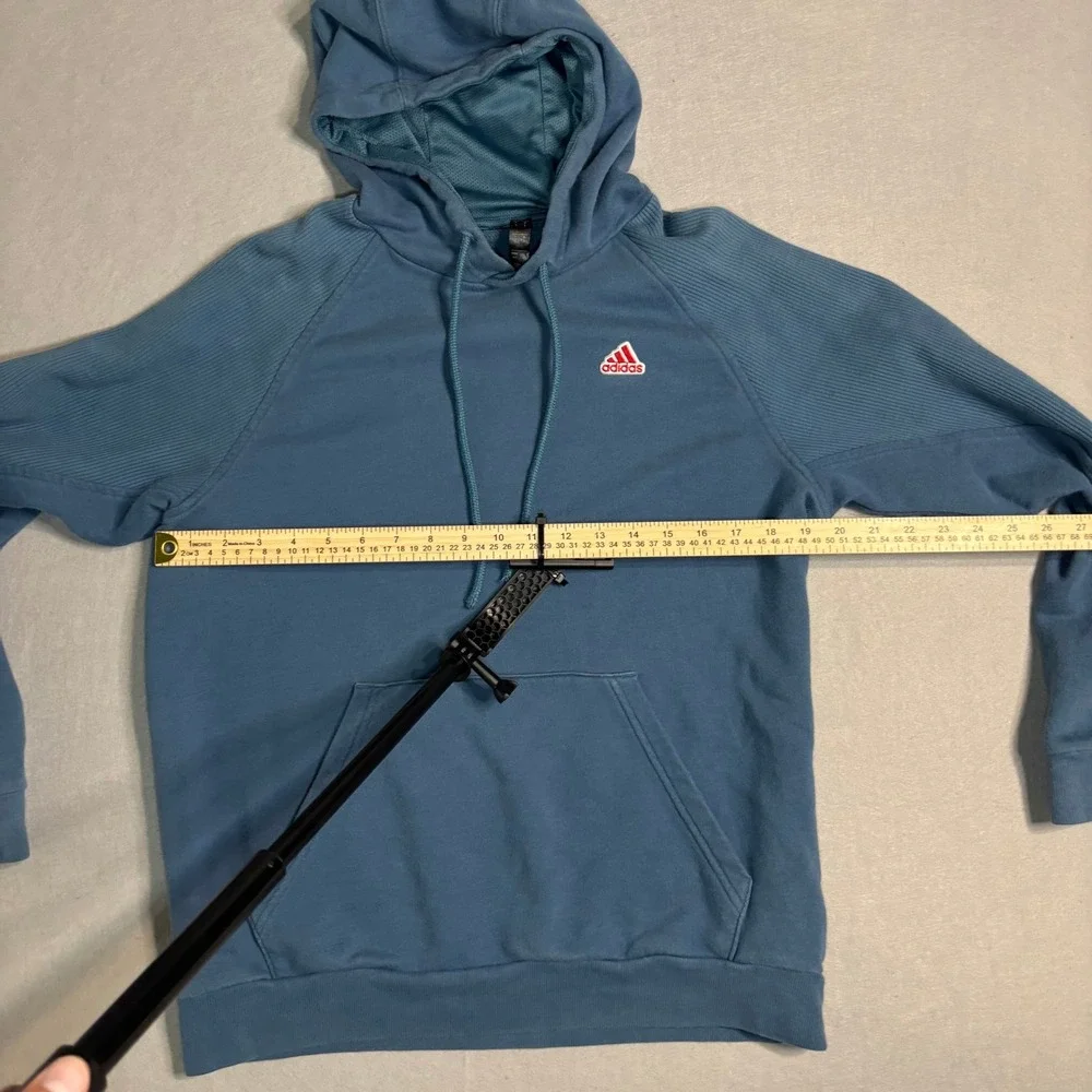adidas Pullover Hoodie Small Blue Logo Kangaroo Pocket